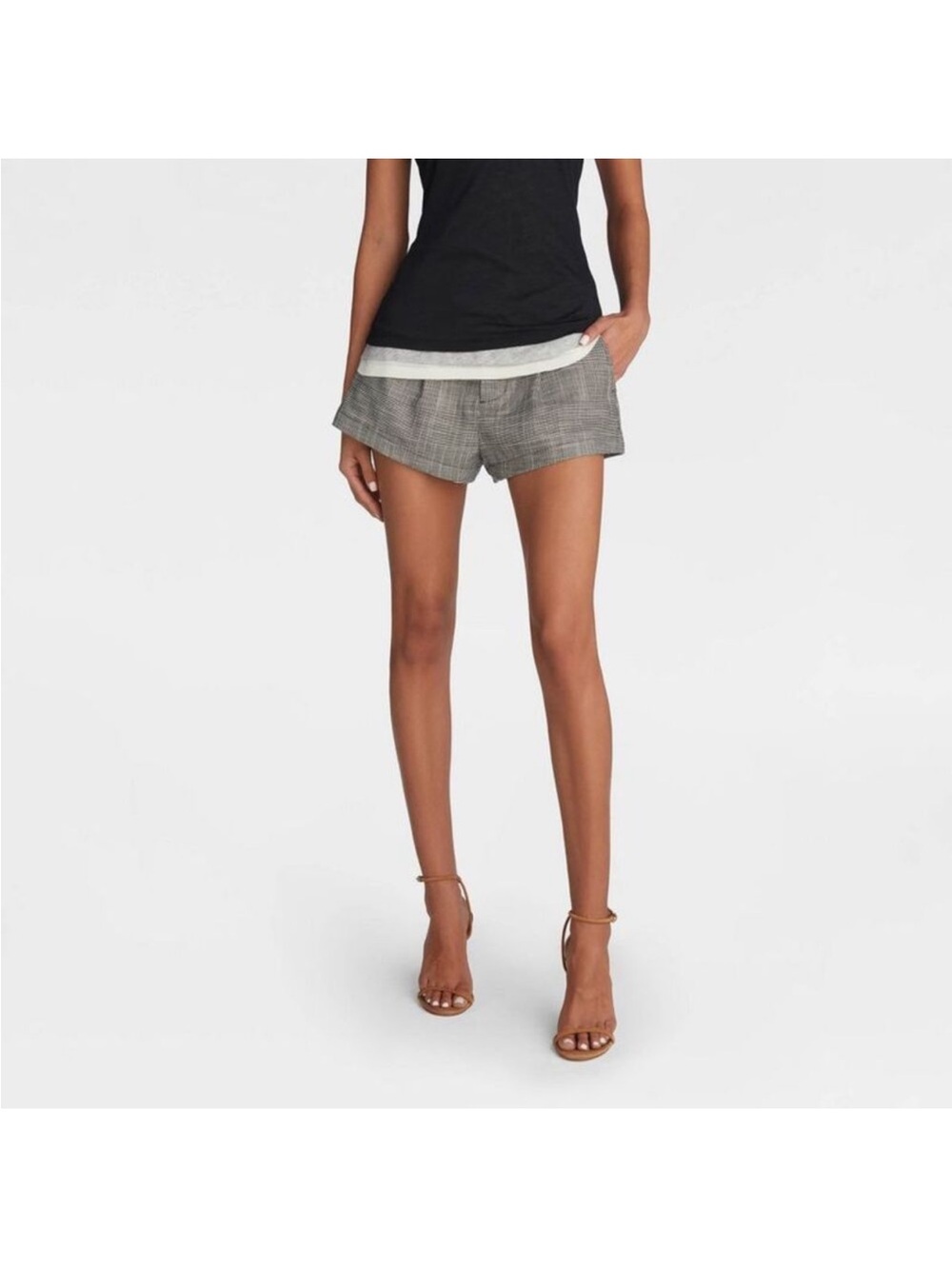 NWT KBB by Kahlana Plaid Gray Tailored Micro Shorts